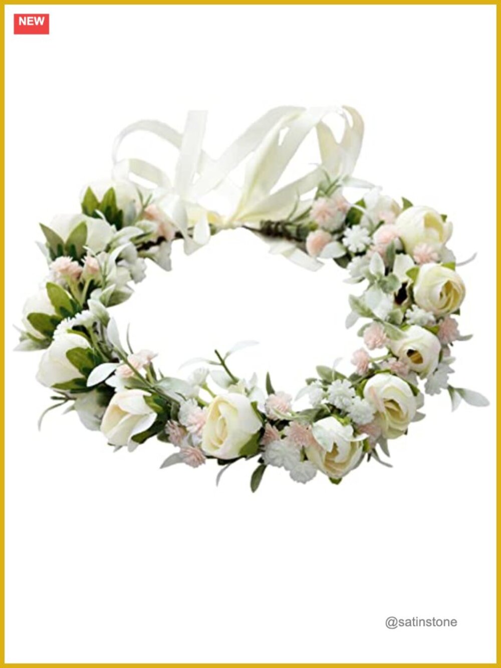 Adjustable Polyester Rose Flower Crown Boho Headpiece Wedding Party Prom